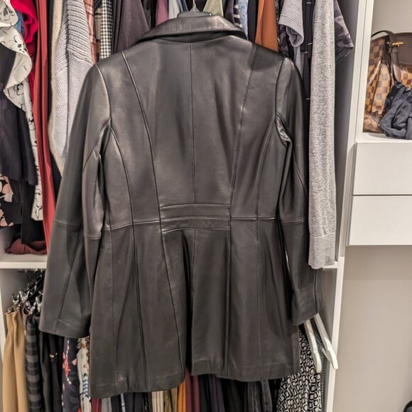 Anne Klein Women's Stand-Collar Leather Jacket - Picture 2 of 6